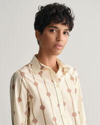 Chemise regular fit en voile de coton &agrave; rayures Monogram