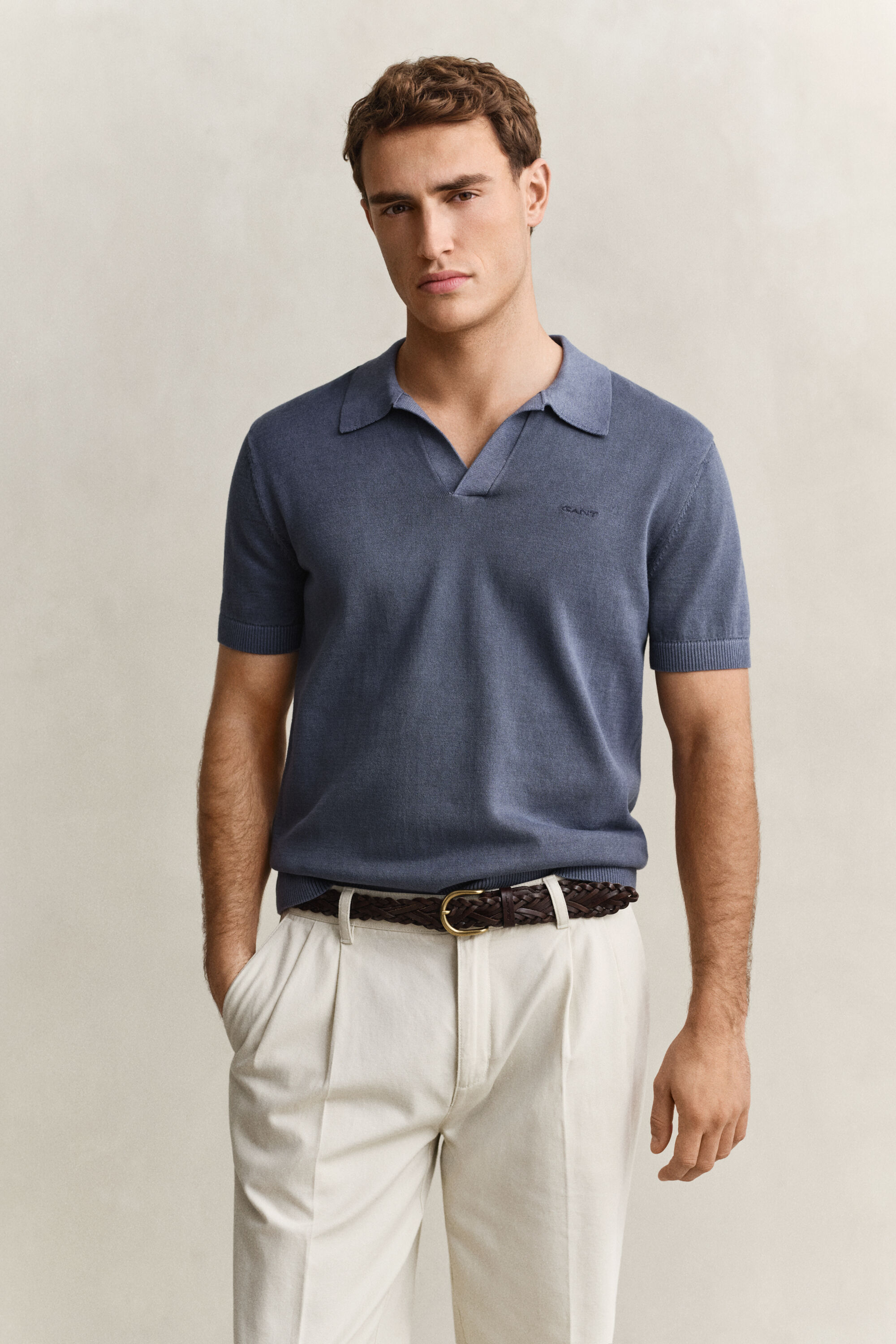 Pull façon polo effet délavé