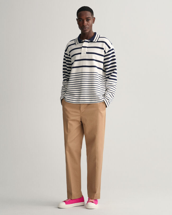 Polo Rugger en maille &agrave; rayures avec col Heavy