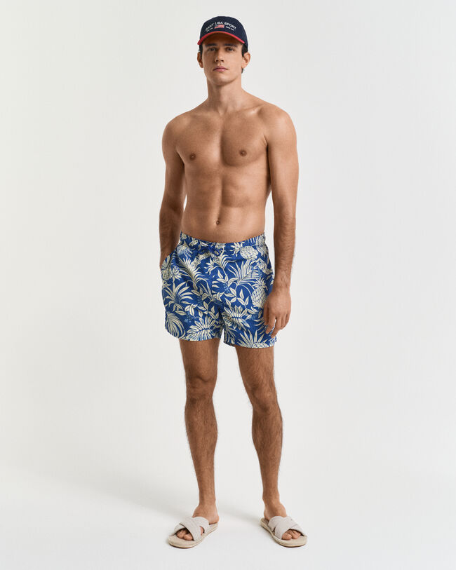 Short de bain à imprimé tropical