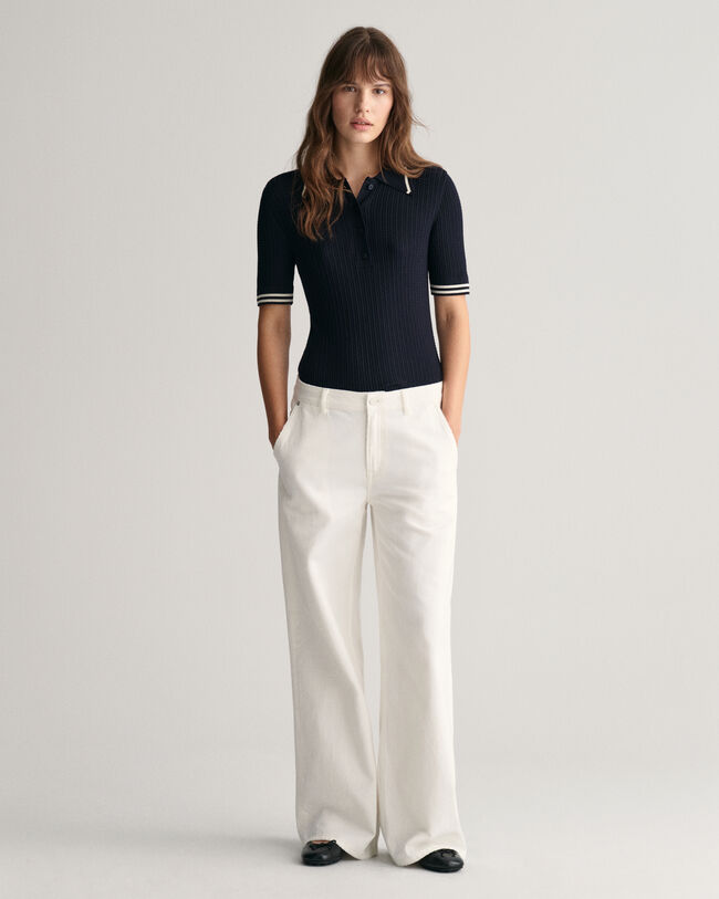 Pull façon polo en maille à torsades