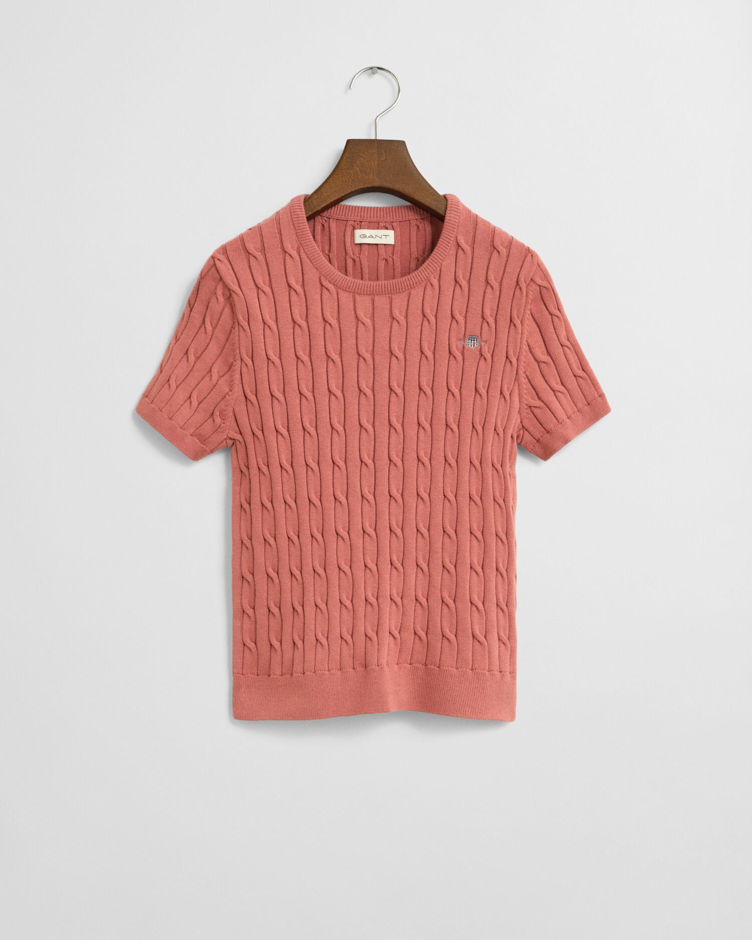 Pull en maille torsadée de coton stretch à manches courtes Ado Fille