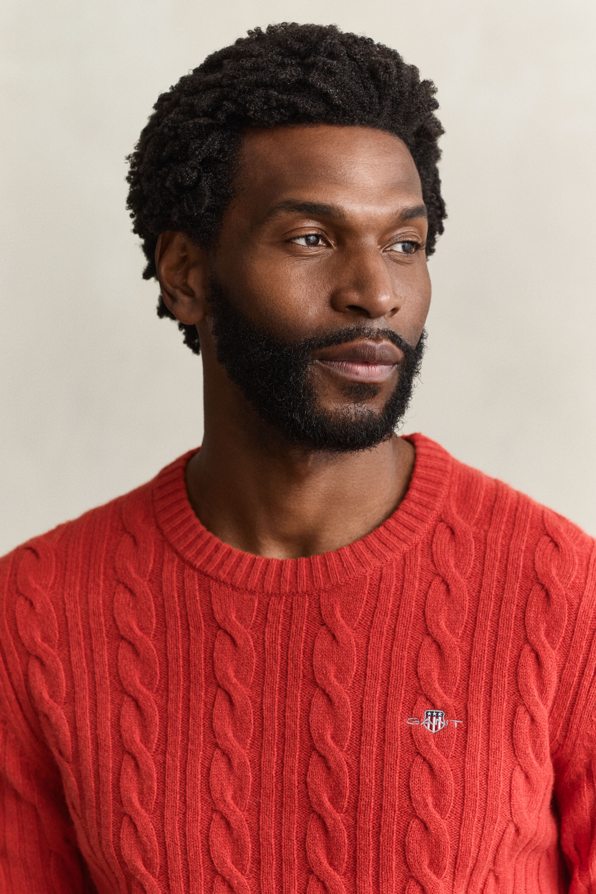 Pull col rond en maille torsadée en laine d'agneau