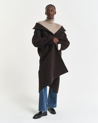 Pull col roulé en maille de coton stretch à torsades