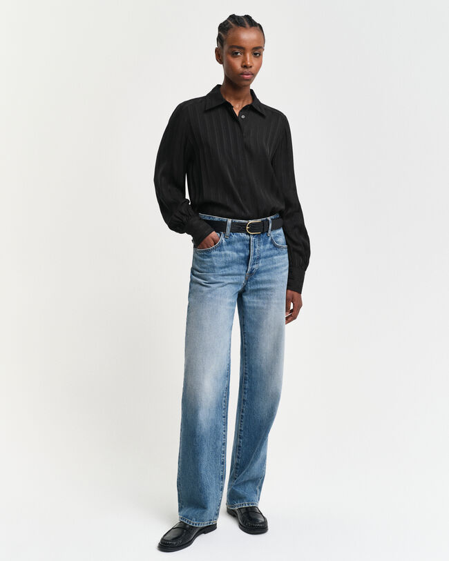 Chemise regular fit en satin &agrave; rayures