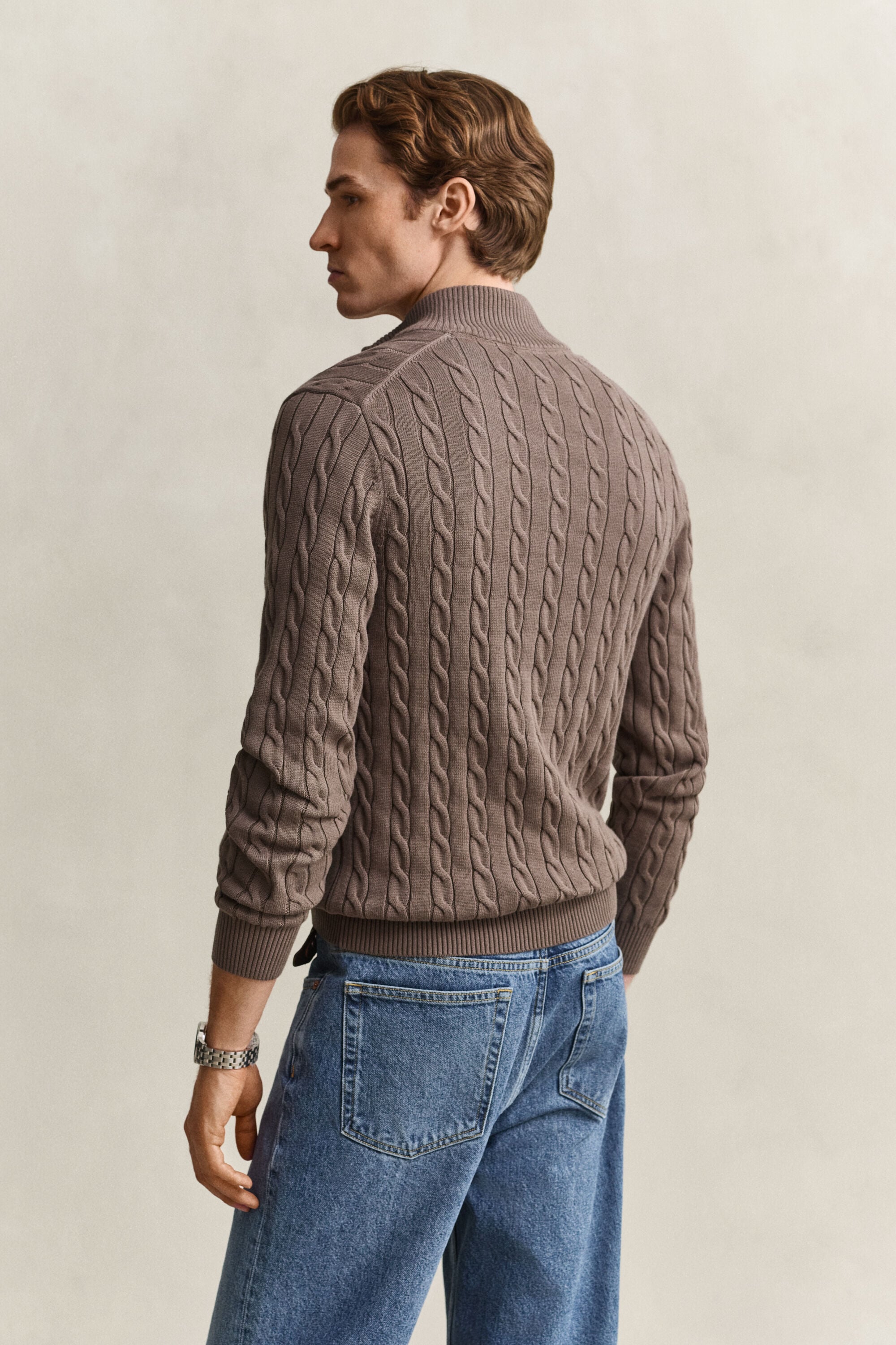 Pull à demi-zip en maille de coton torsadée