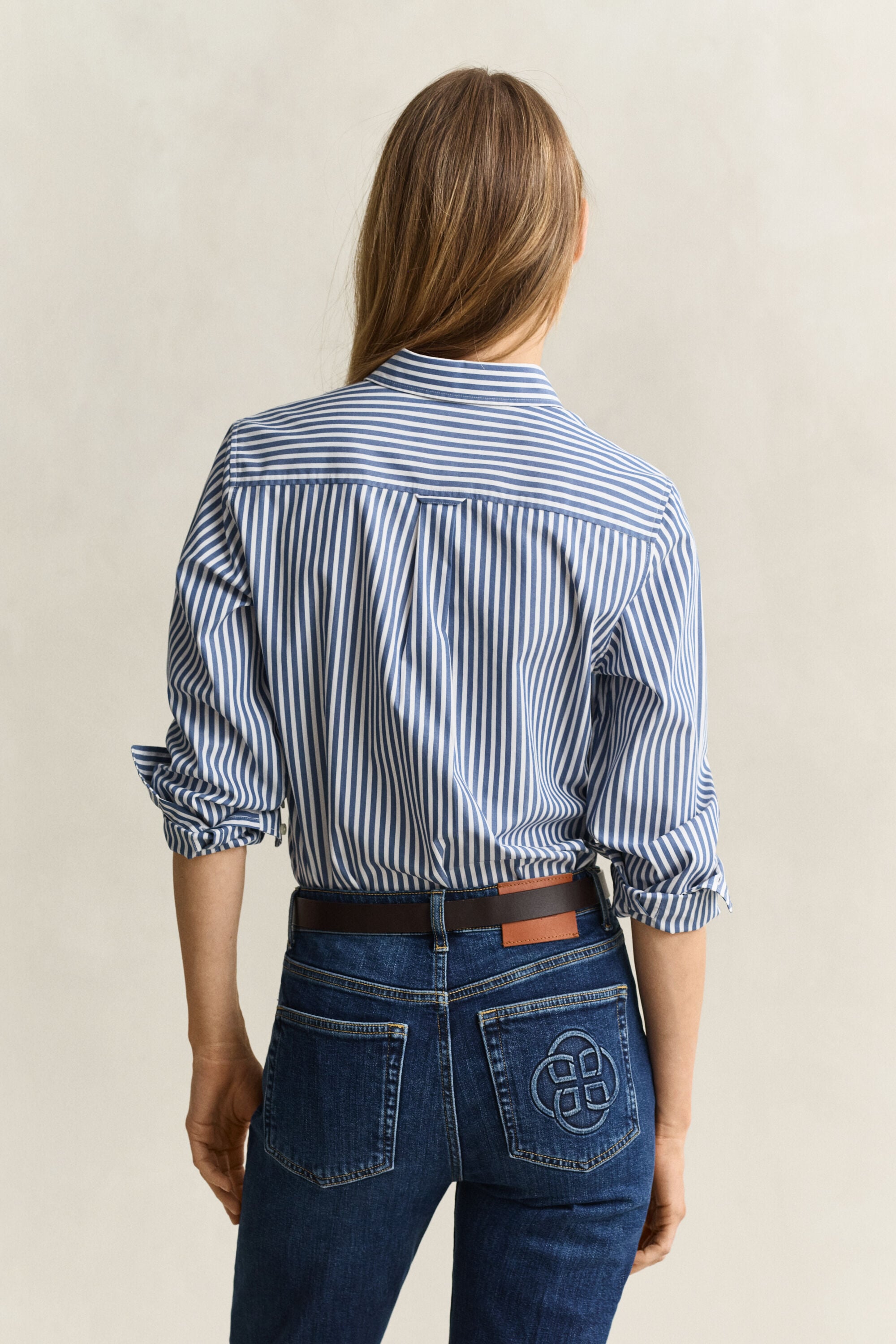 Chemise regular en popeline à rayures classique
