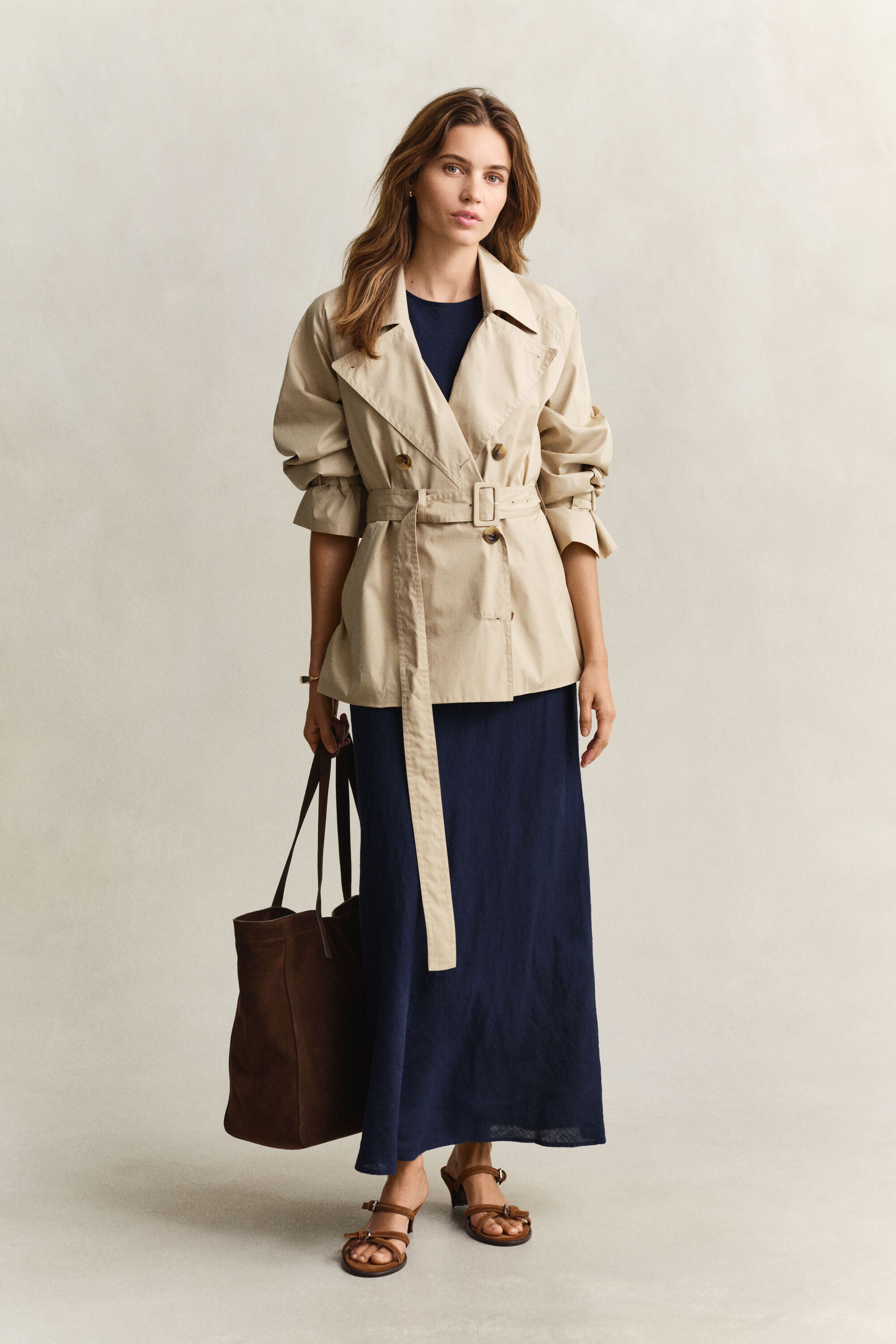 Robe midi coupée dans le biais en lin