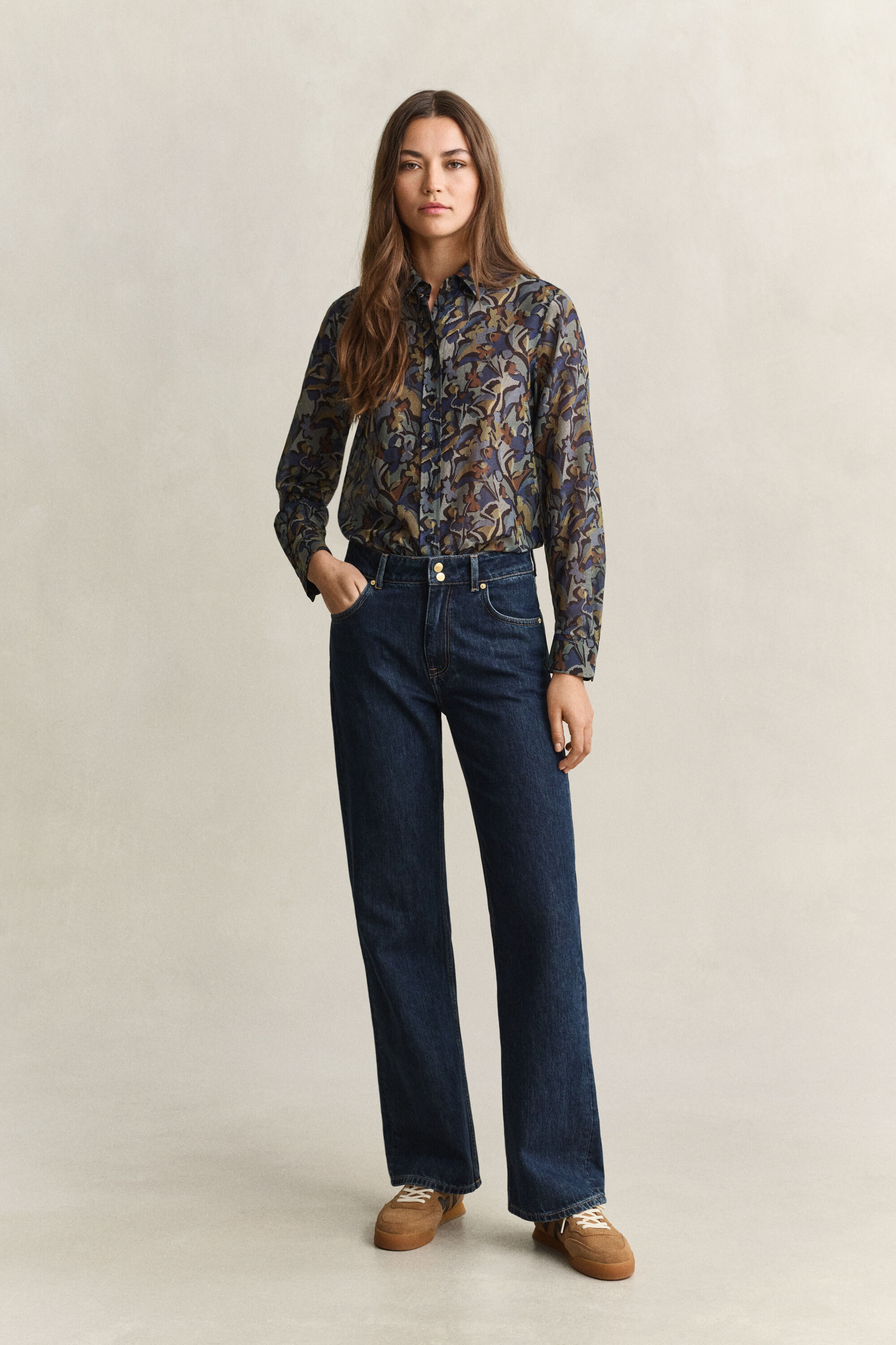 Chemise en coton et soie à motif imprimé