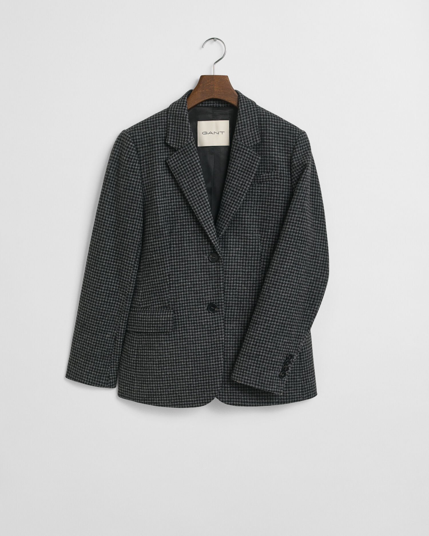 Veste blazer coupe regular en laine à motif pied-de-poule