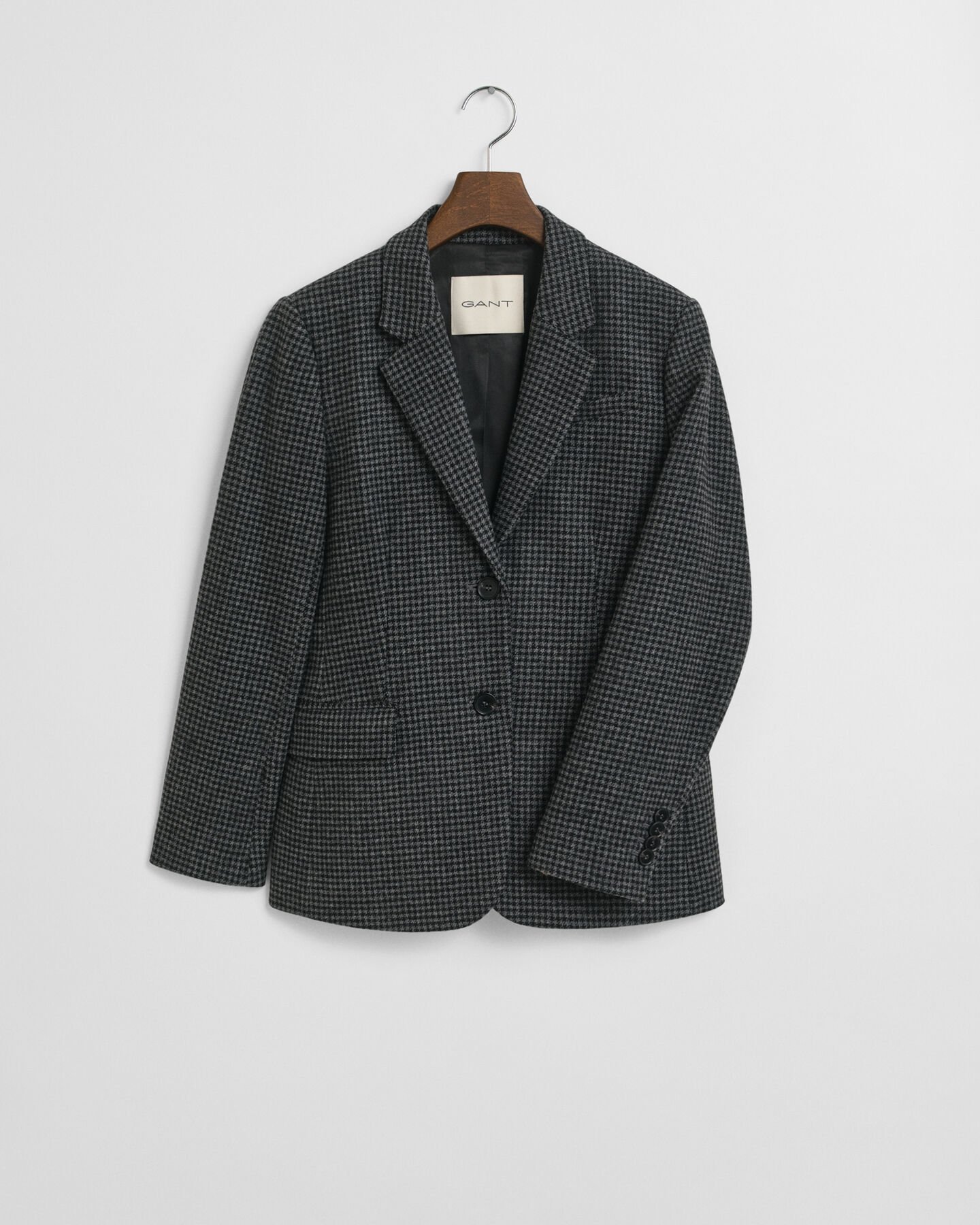 Veste blazer coupe regular en laine à motif pied-de-poule
