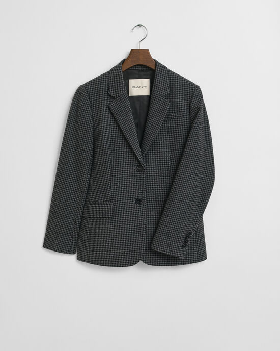 Veste blazer coupe regular en laine à motif pied-de-poule