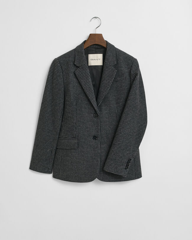 Veste blazer coupe regular en laine à motif pied-de-poule