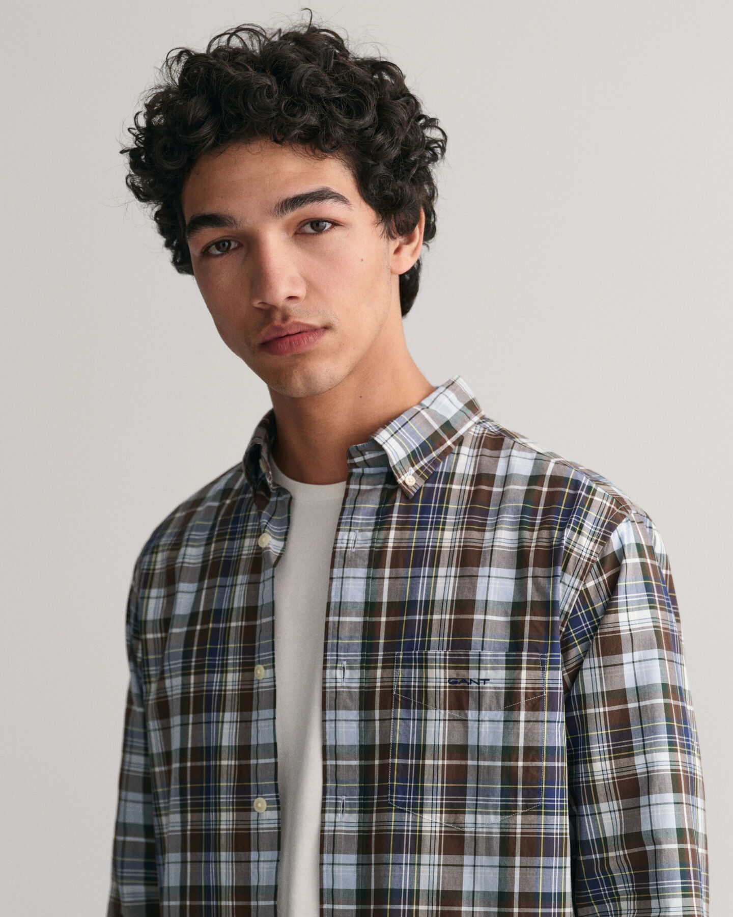 Chemise regular fit en popeline &agrave; carreaux moyens