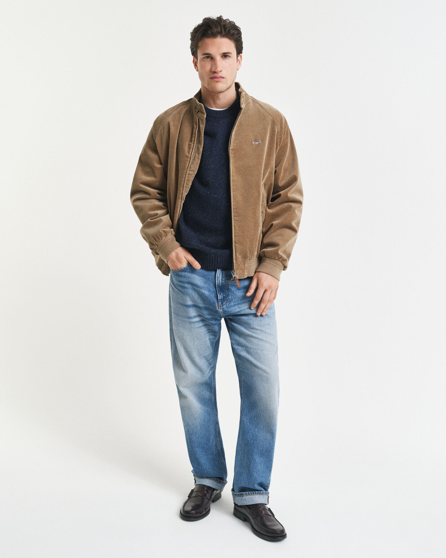 Pull col rond en laine mélangée mouchetée