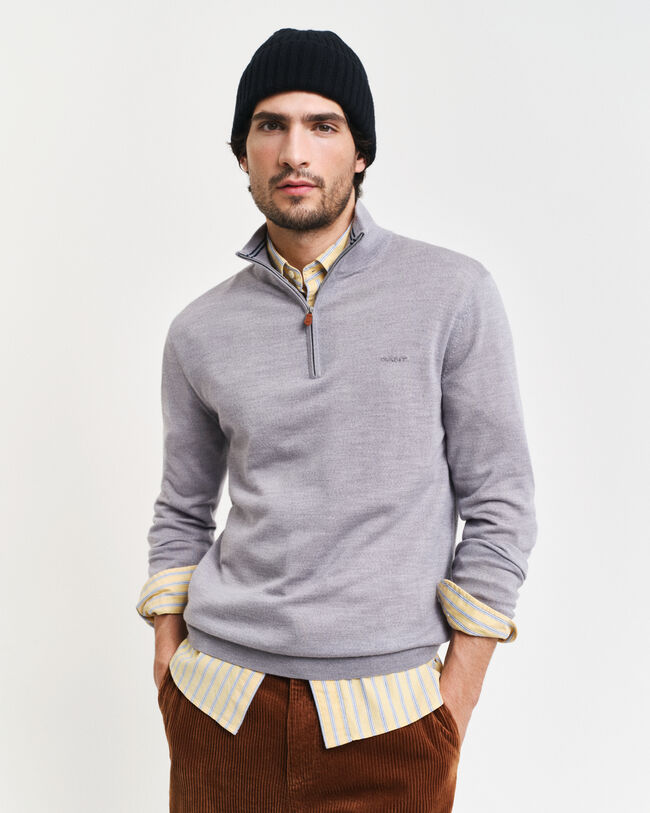Pull &agrave; demi-zip en laine m&eacute;rinos extrafine