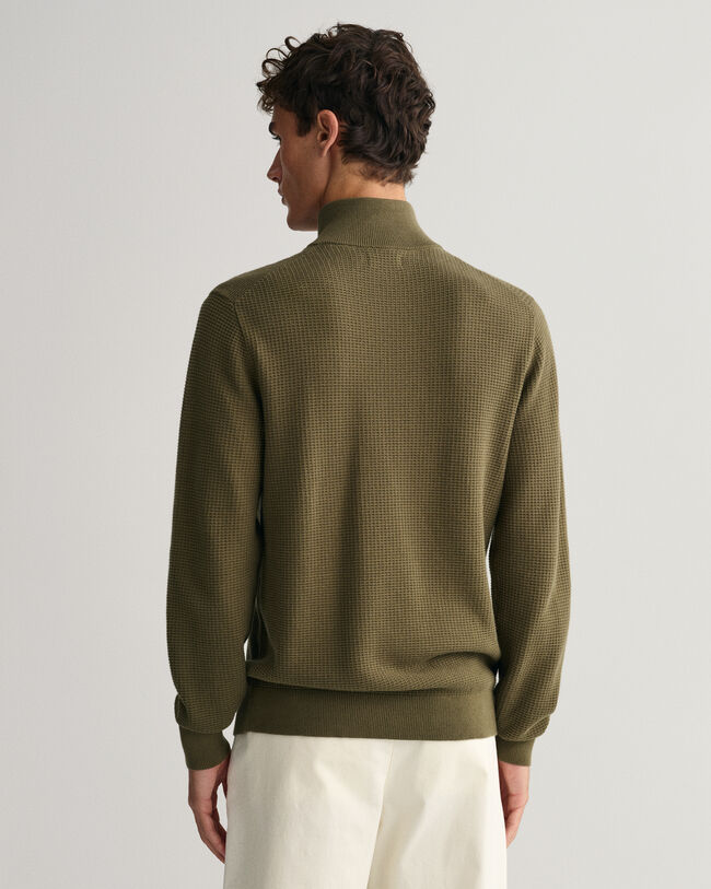Pull &agrave; demi-zip en coton Textured