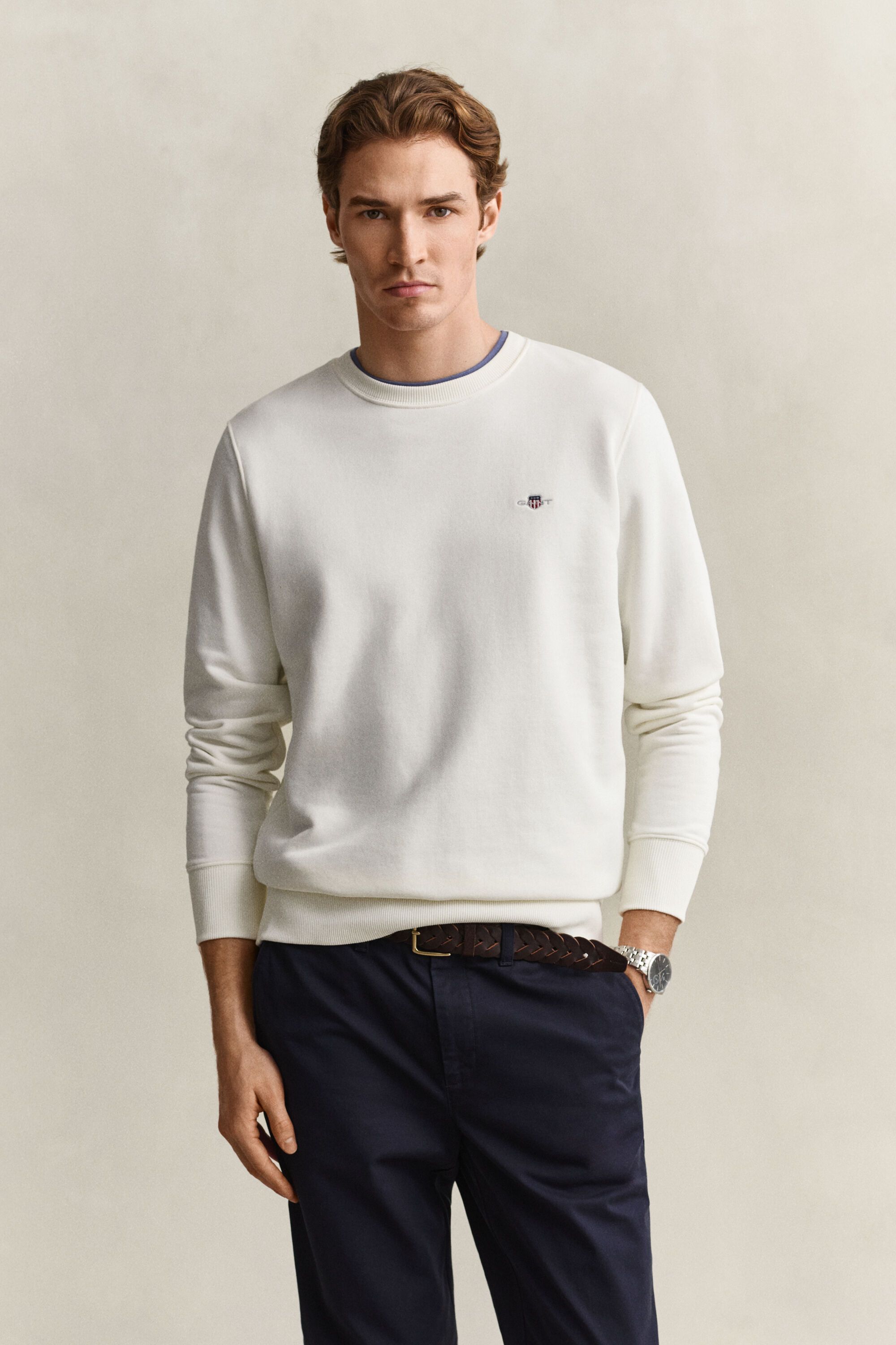 Sweat-shirt col rond avec écusson