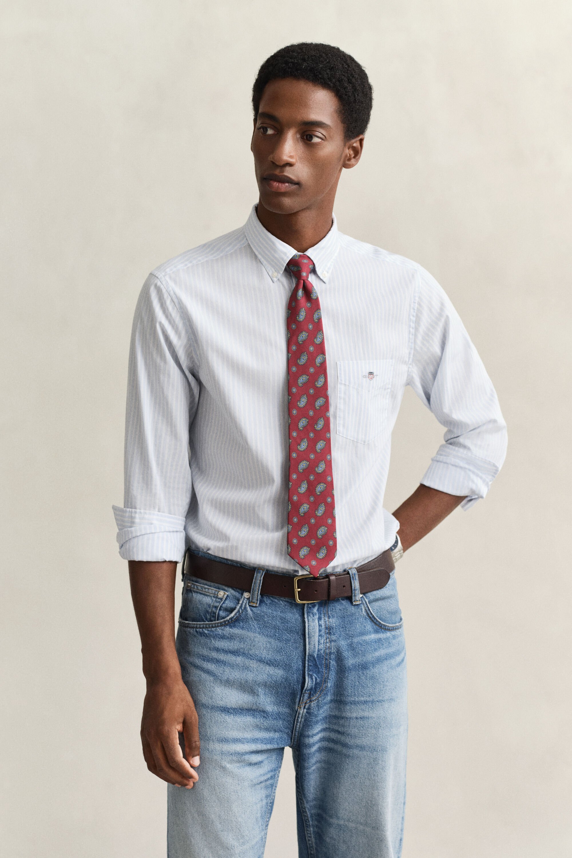 Chemise en popeline à rayures classique