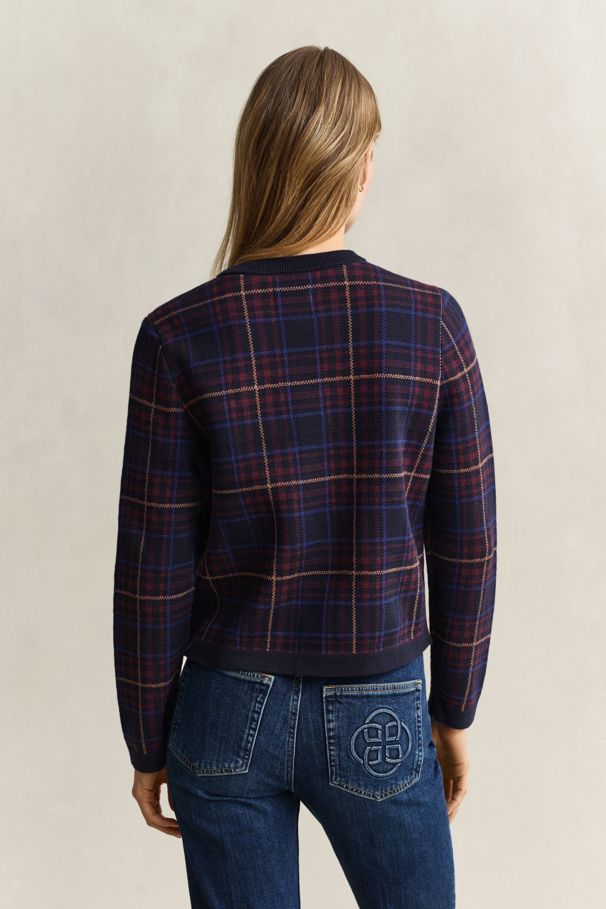Cardigan en maille à carreaux