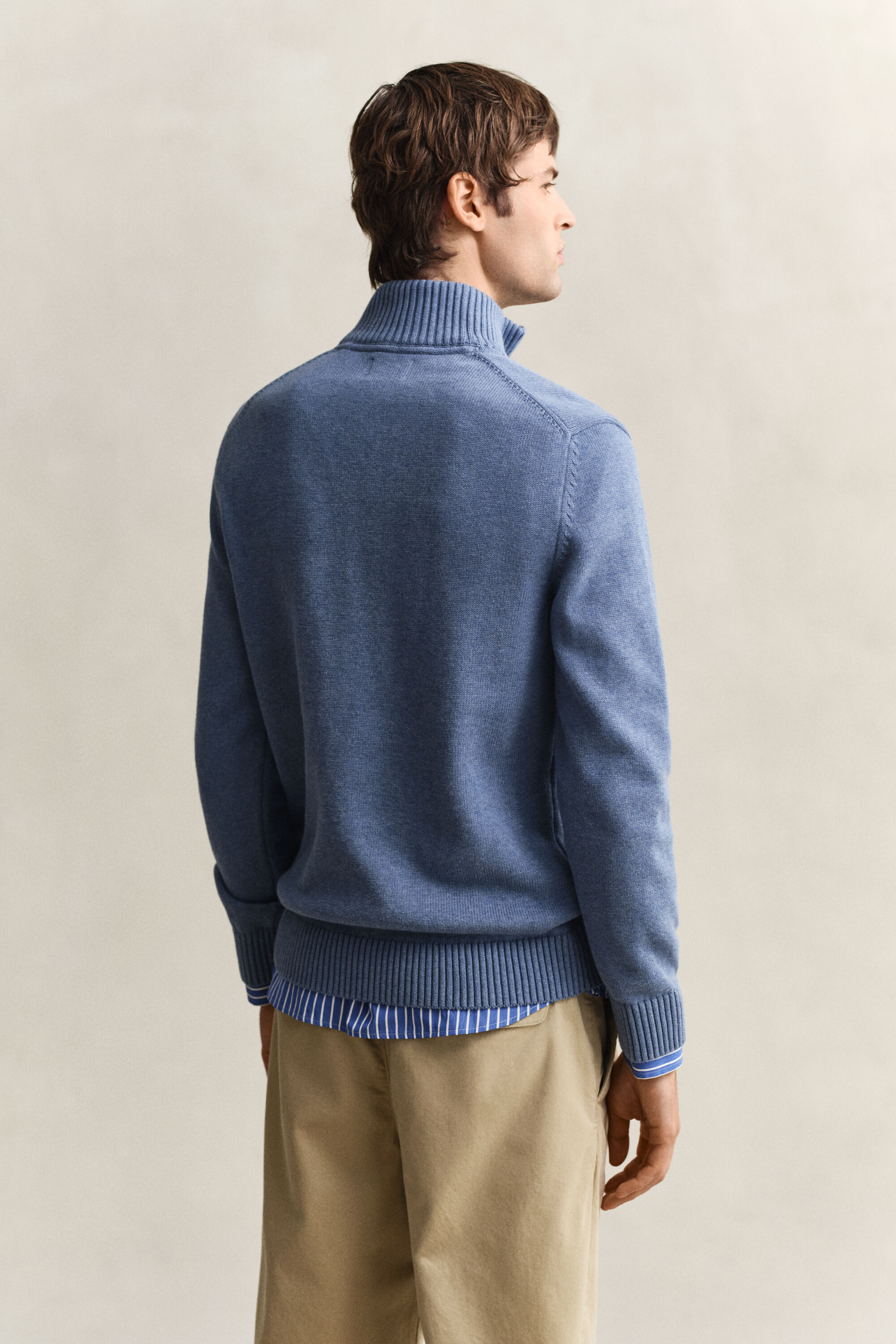 Pull en coton décontracté à demi-zip