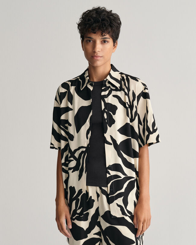 Chemise relaxed fit à manches courtes Palm Print