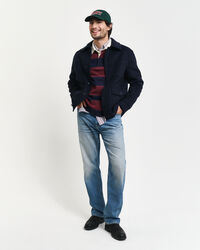 Polo Rugger en laine d'agneau extrafine &agrave; rayures