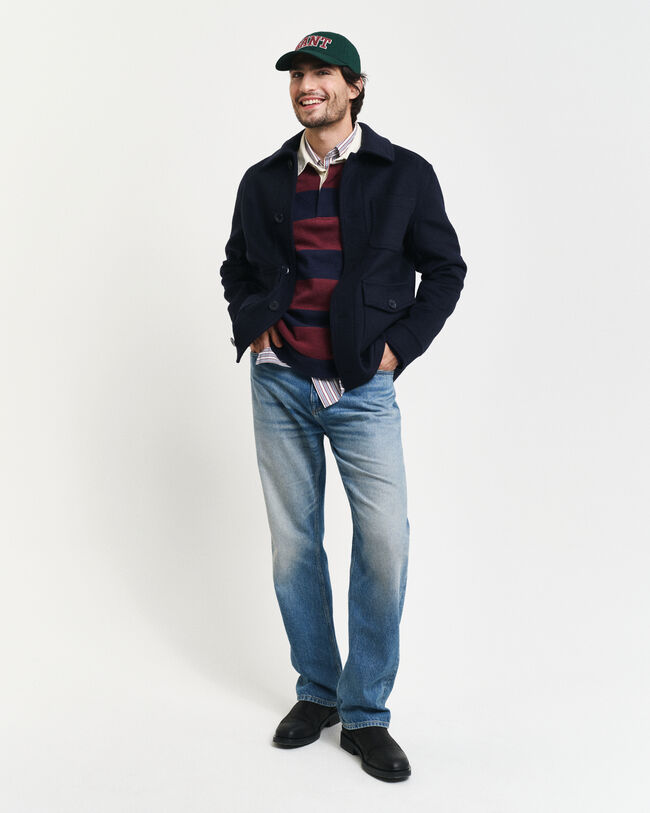 Polo Rugger en laine d'agneau extrafine &agrave; rayures