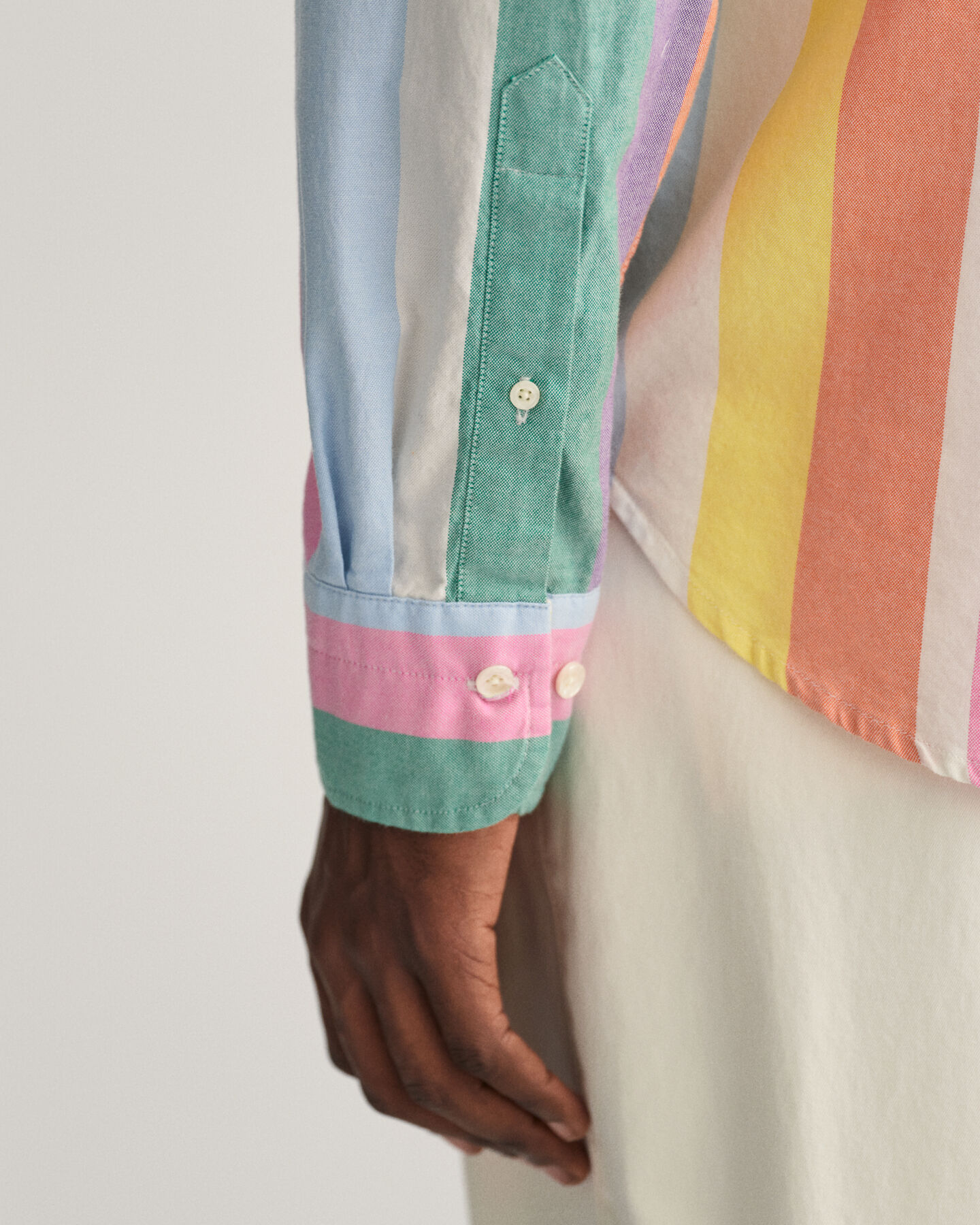 Chemise regular fit en coton Oxford &agrave; rayures multicolores