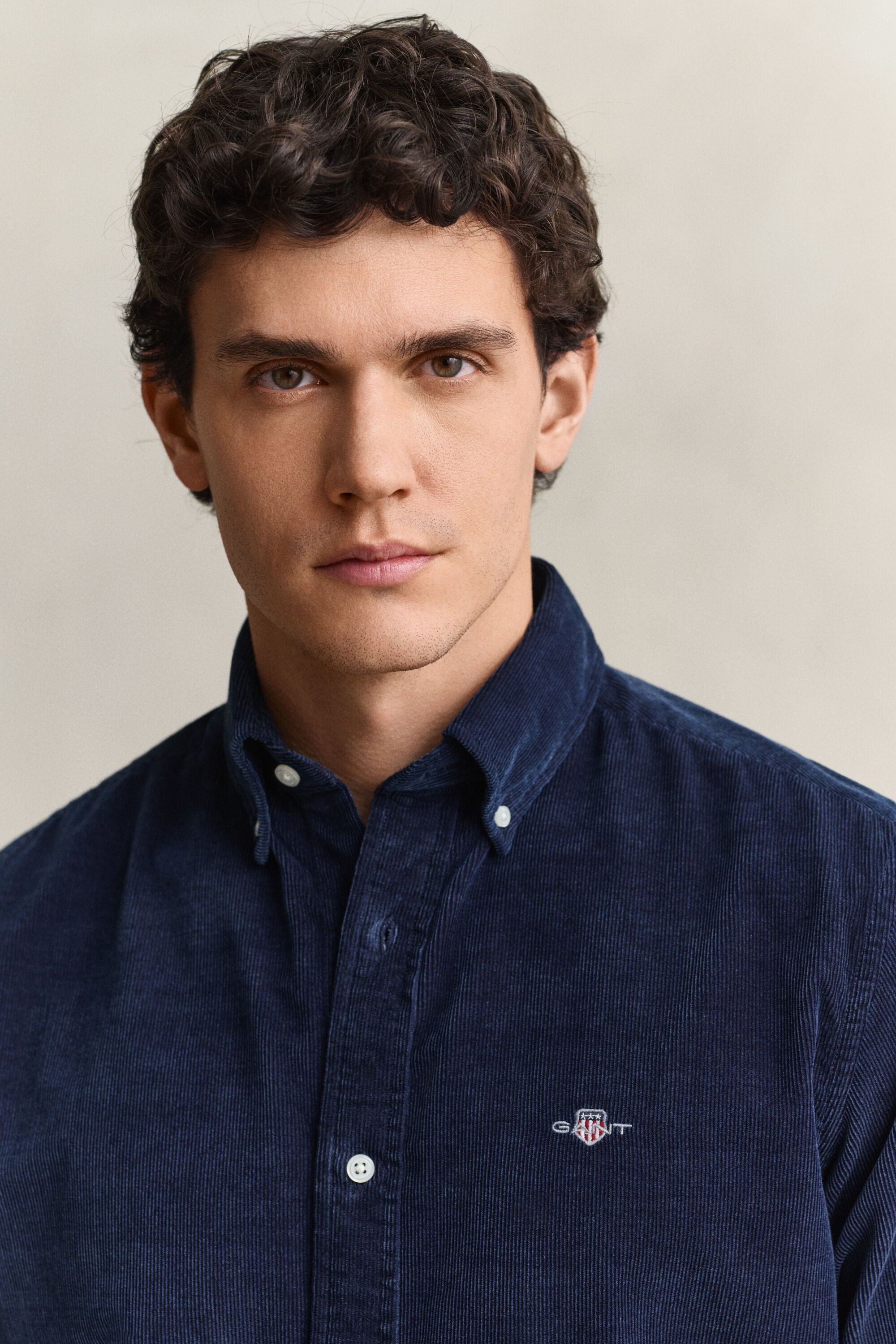 Chemise en velours côtelé indigo