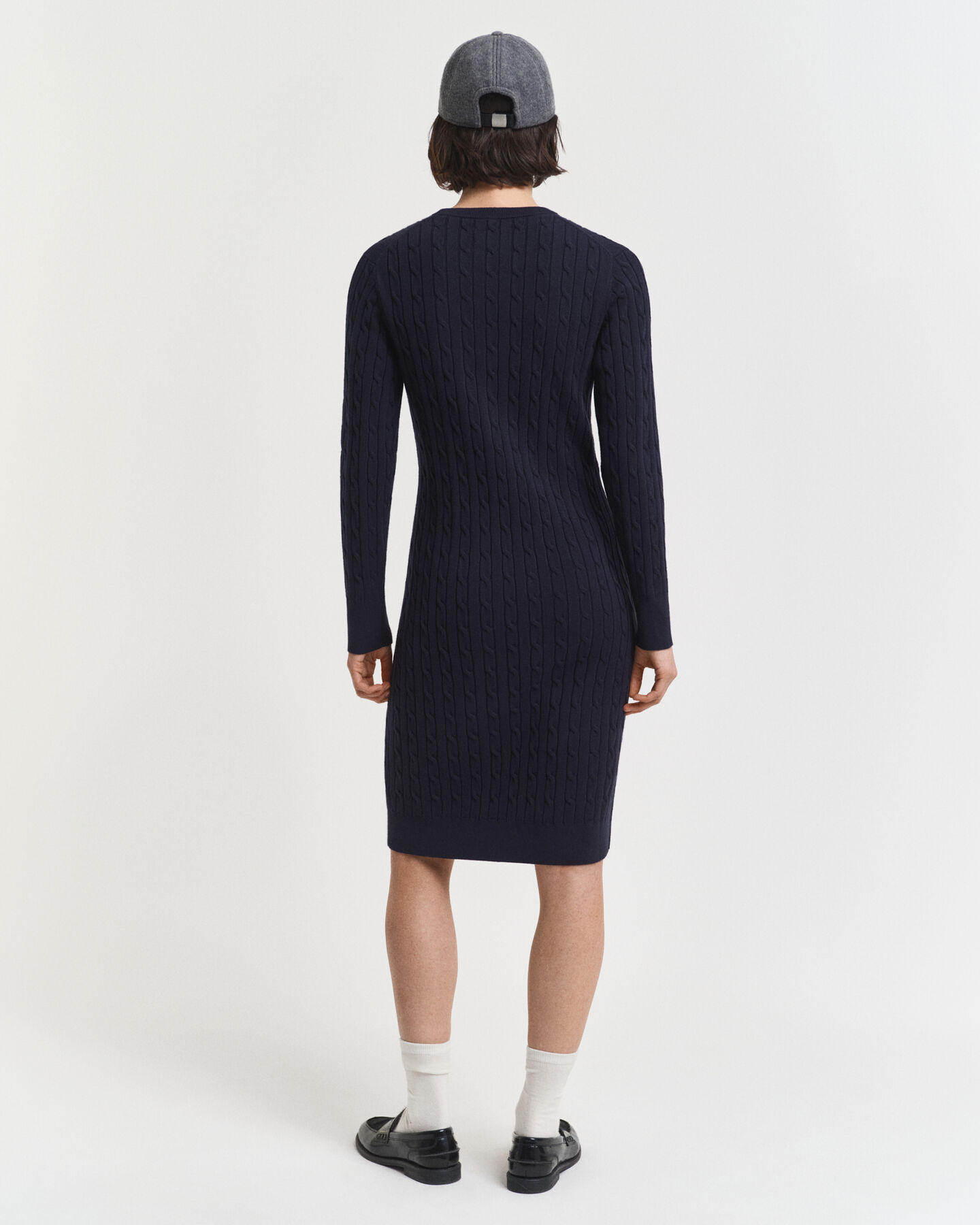 Robe col rond en maille de coton stretch à torsades