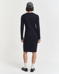 Robe col rond en maille de coton stretch à torsades