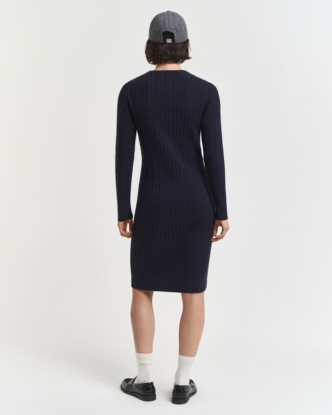 Robe col rond en maille de coton stretch à torsades