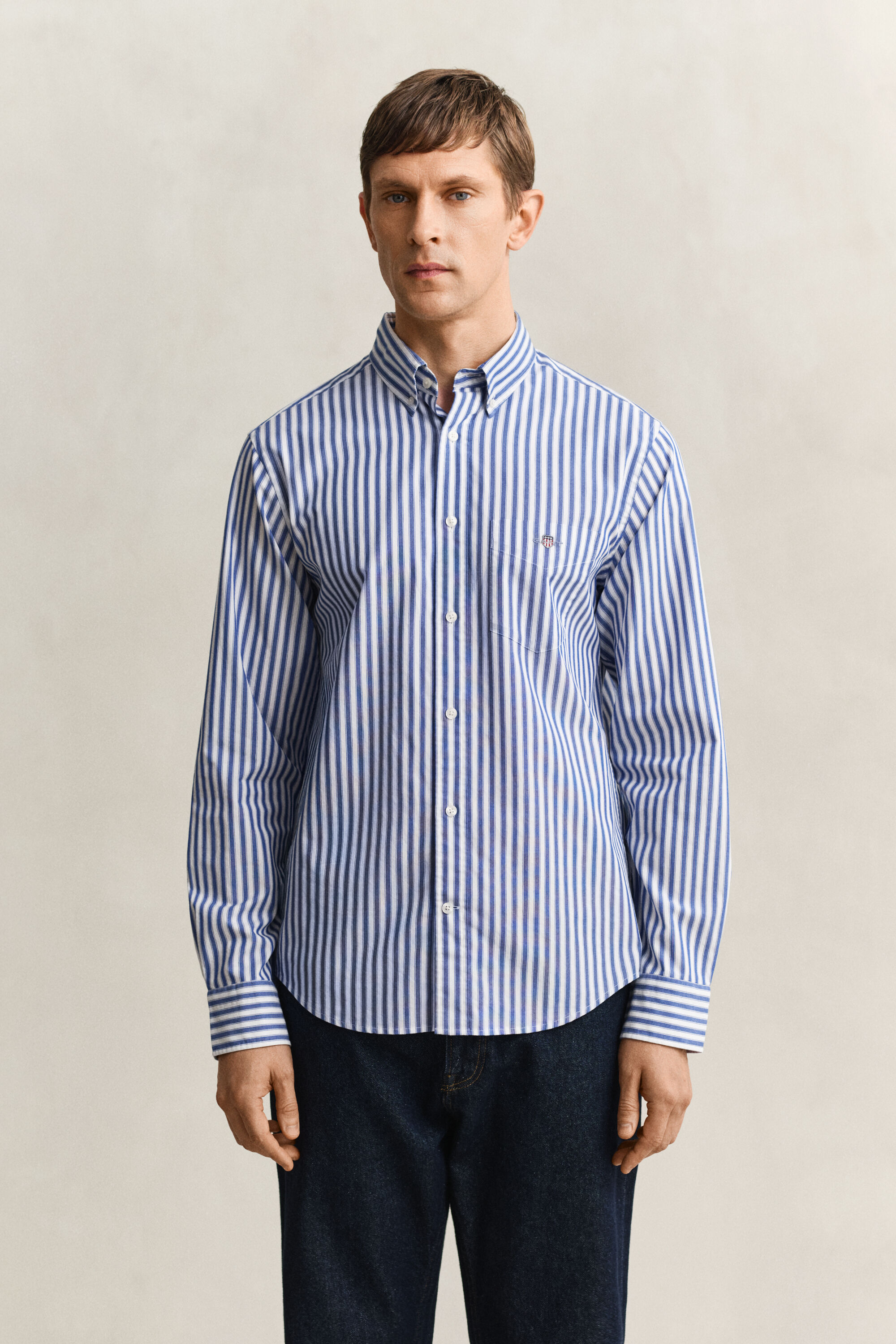 Chemise en popeline à rayures classique