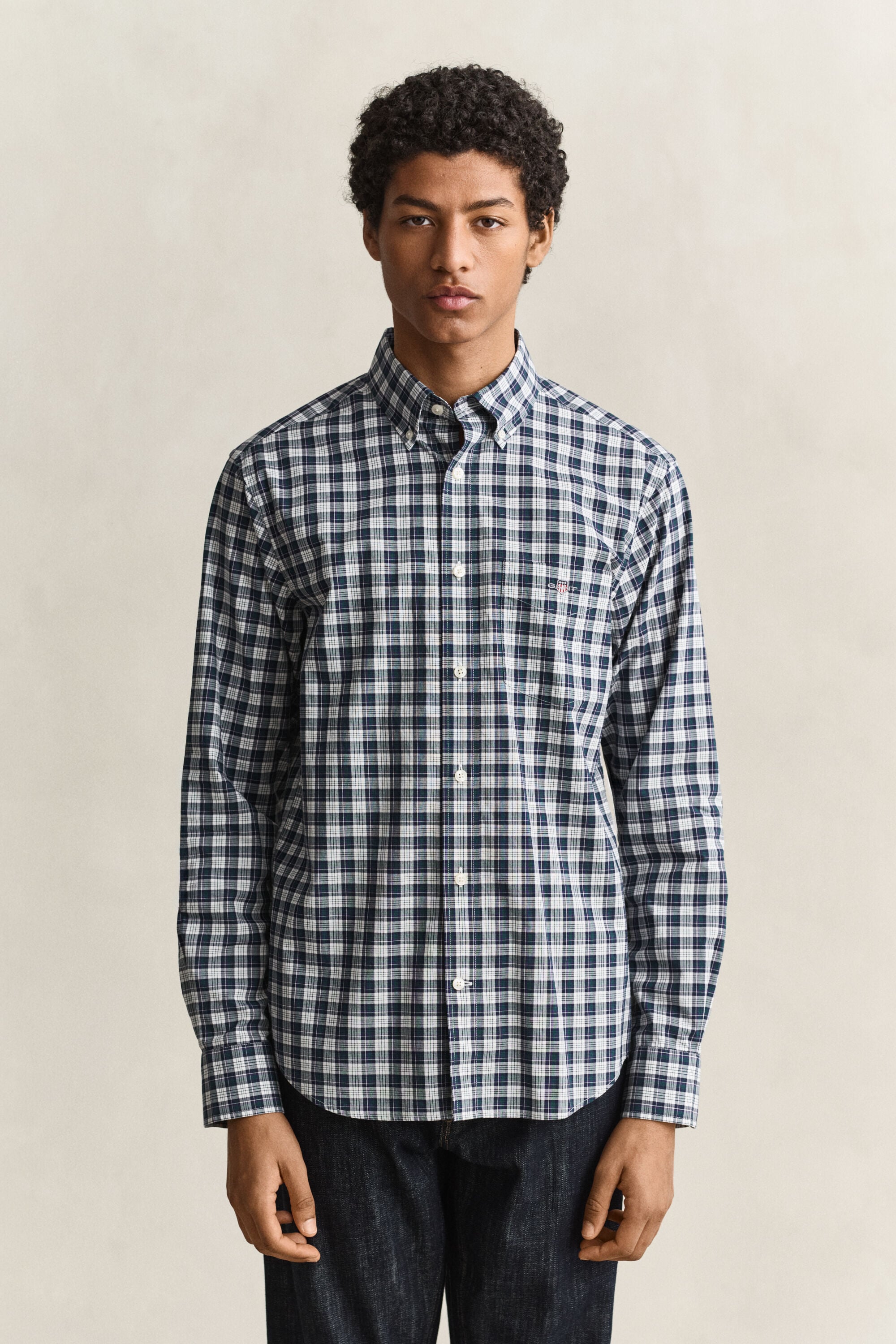 Chemise en popeline à carreaux
