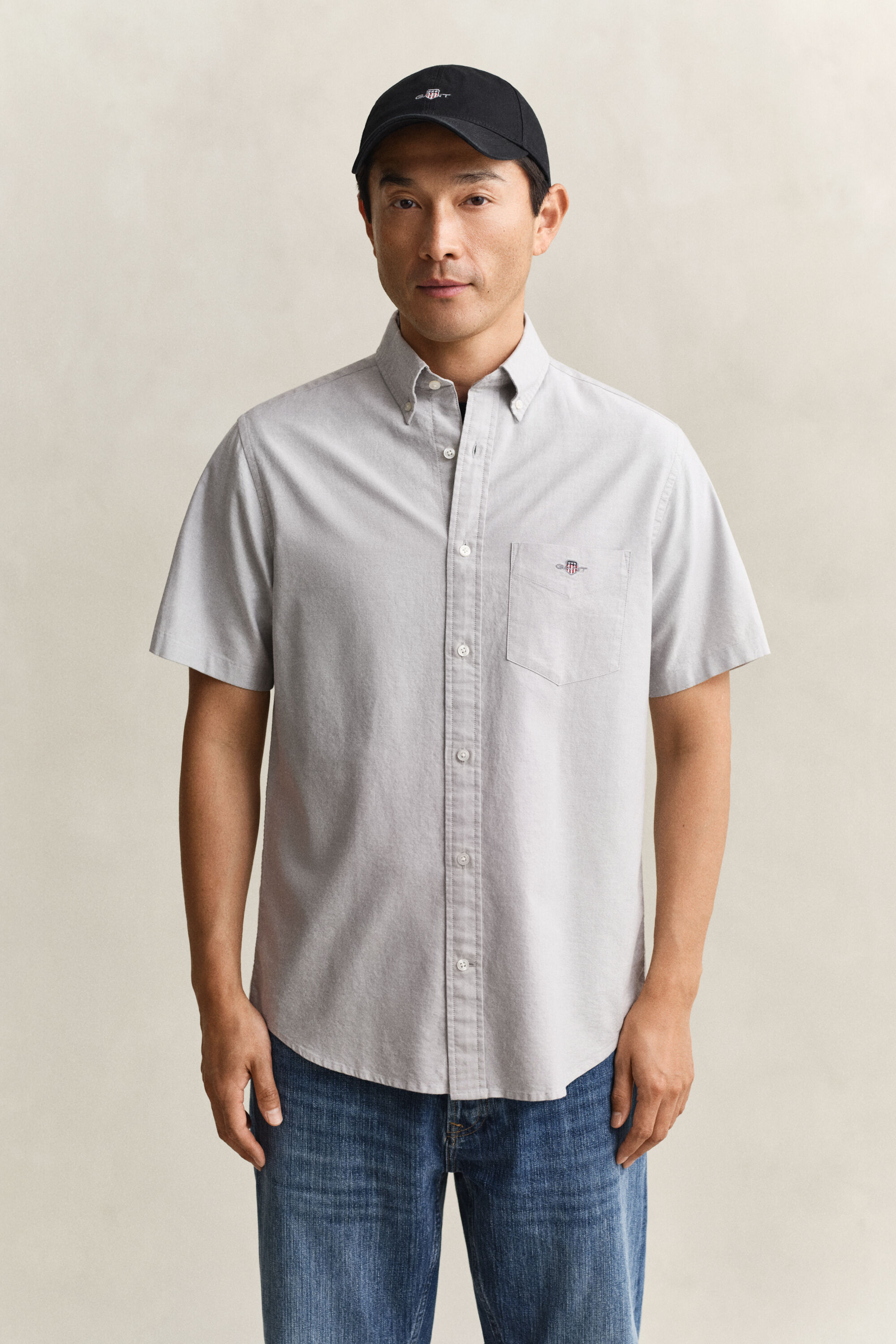 Chemise à manches courtes en coton Oxford classique