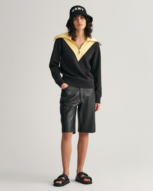 Sweat-shirt &agrave; demi-zip en colour-block