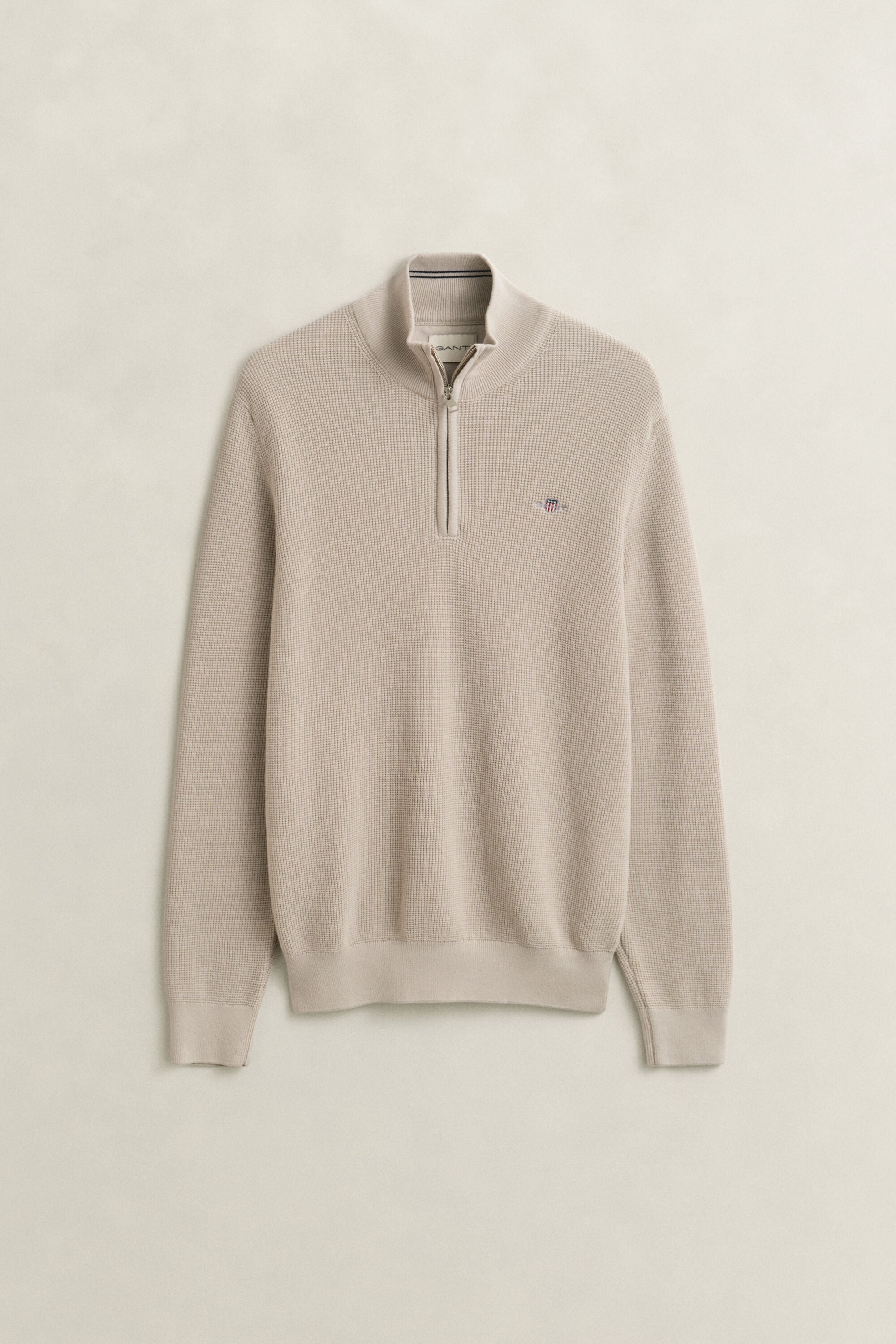 Pull à demi-zip en coton texturé