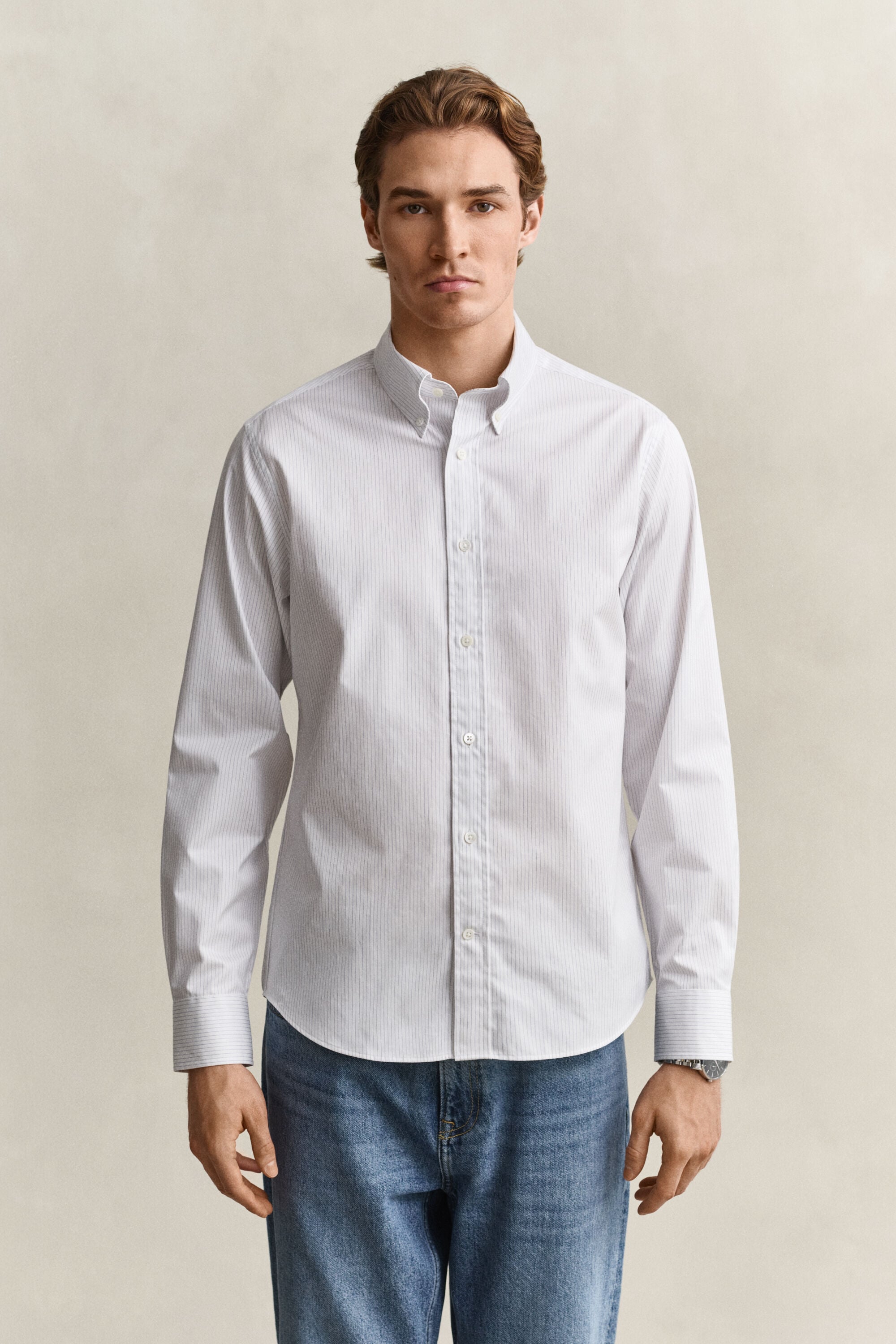 Chemise habillée en sergé à rayures