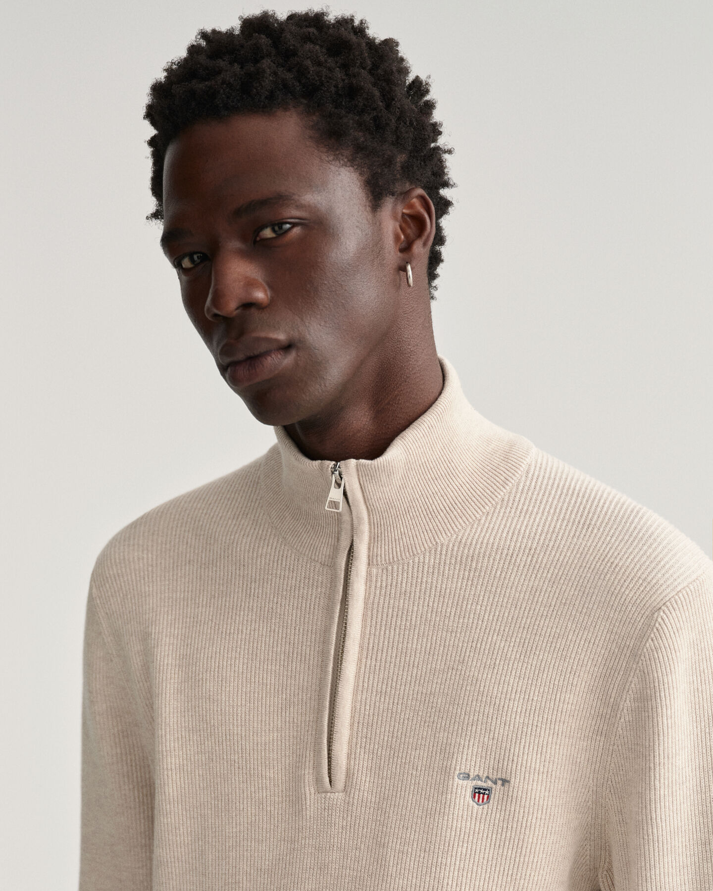 Pull &agrave; demi-zip c&ocirc;tel&eacute; Texture