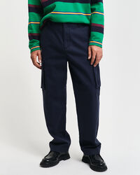 Pantalon cargo regular fit en serg&eacute; de coton