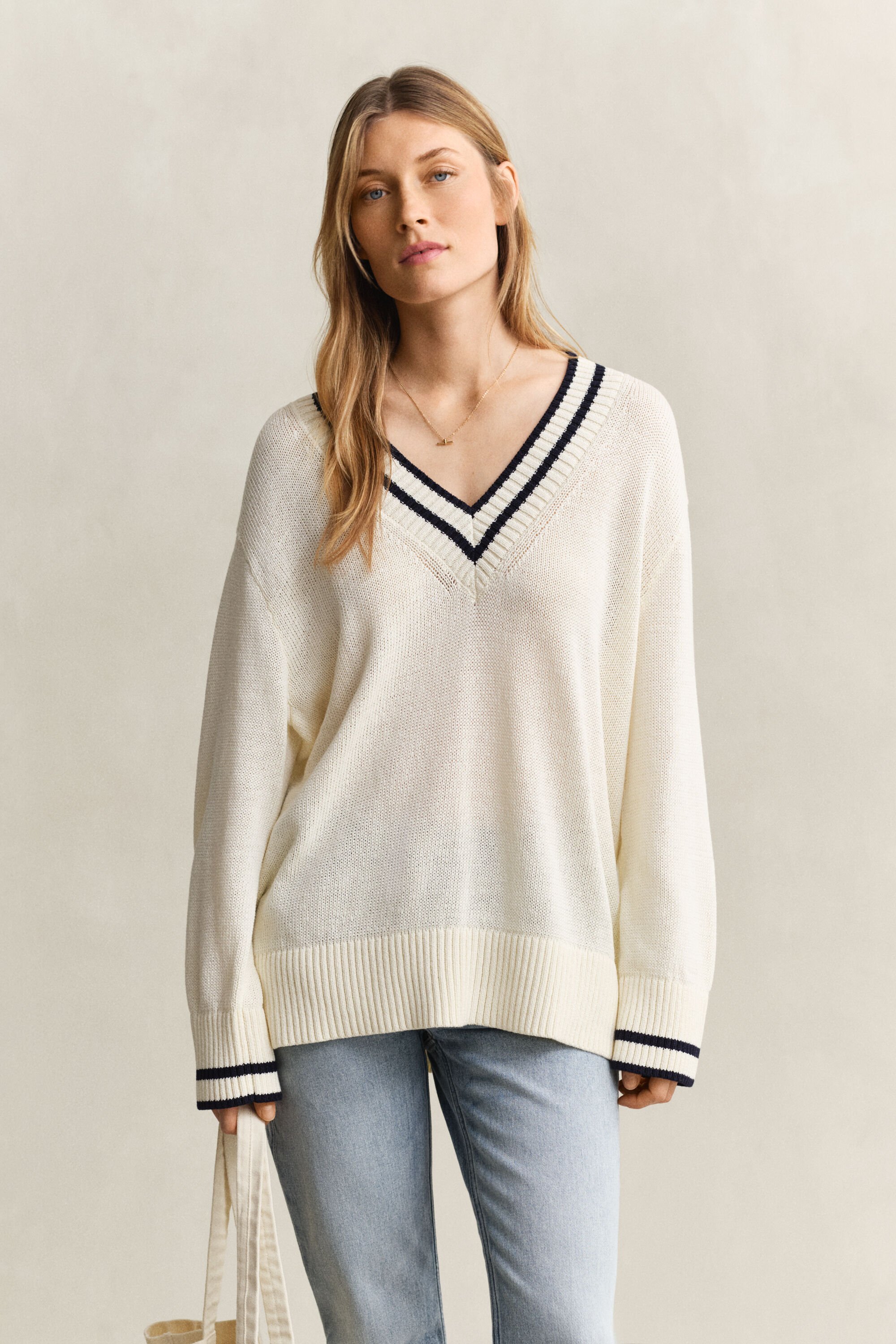 Pull col V en coton