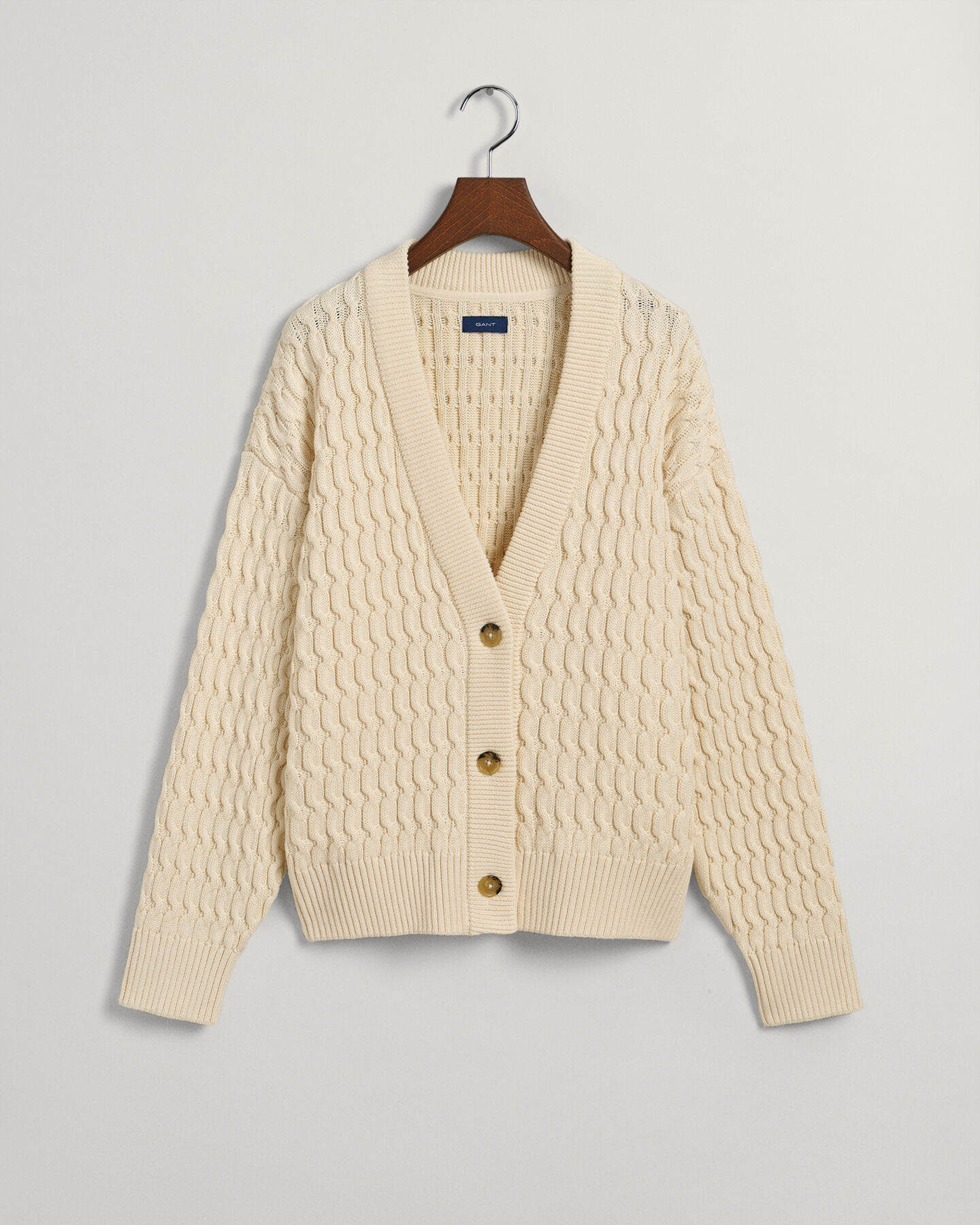 Cardigan col V en coton Textured