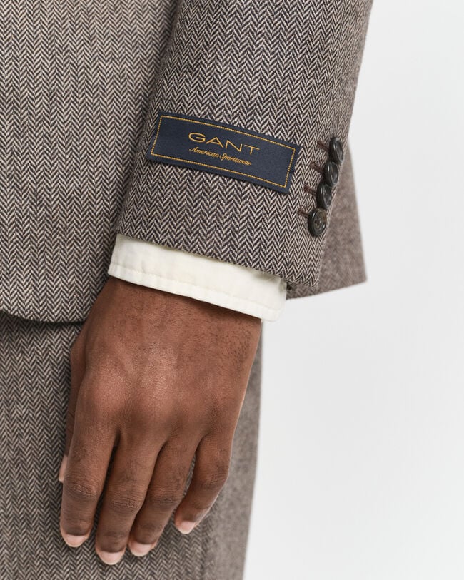 Veste de costume coupe slim en flanelle à chevrons