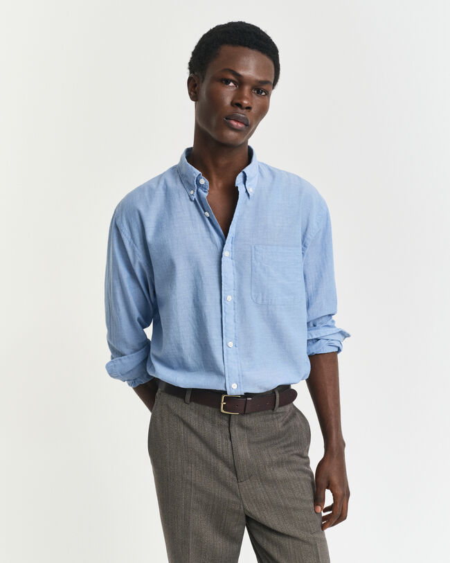 Chemise coupe décontractée en chambray indigo