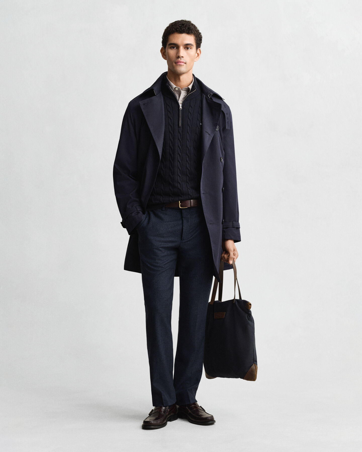 Pull à demi-zip en maille de coton torsadée