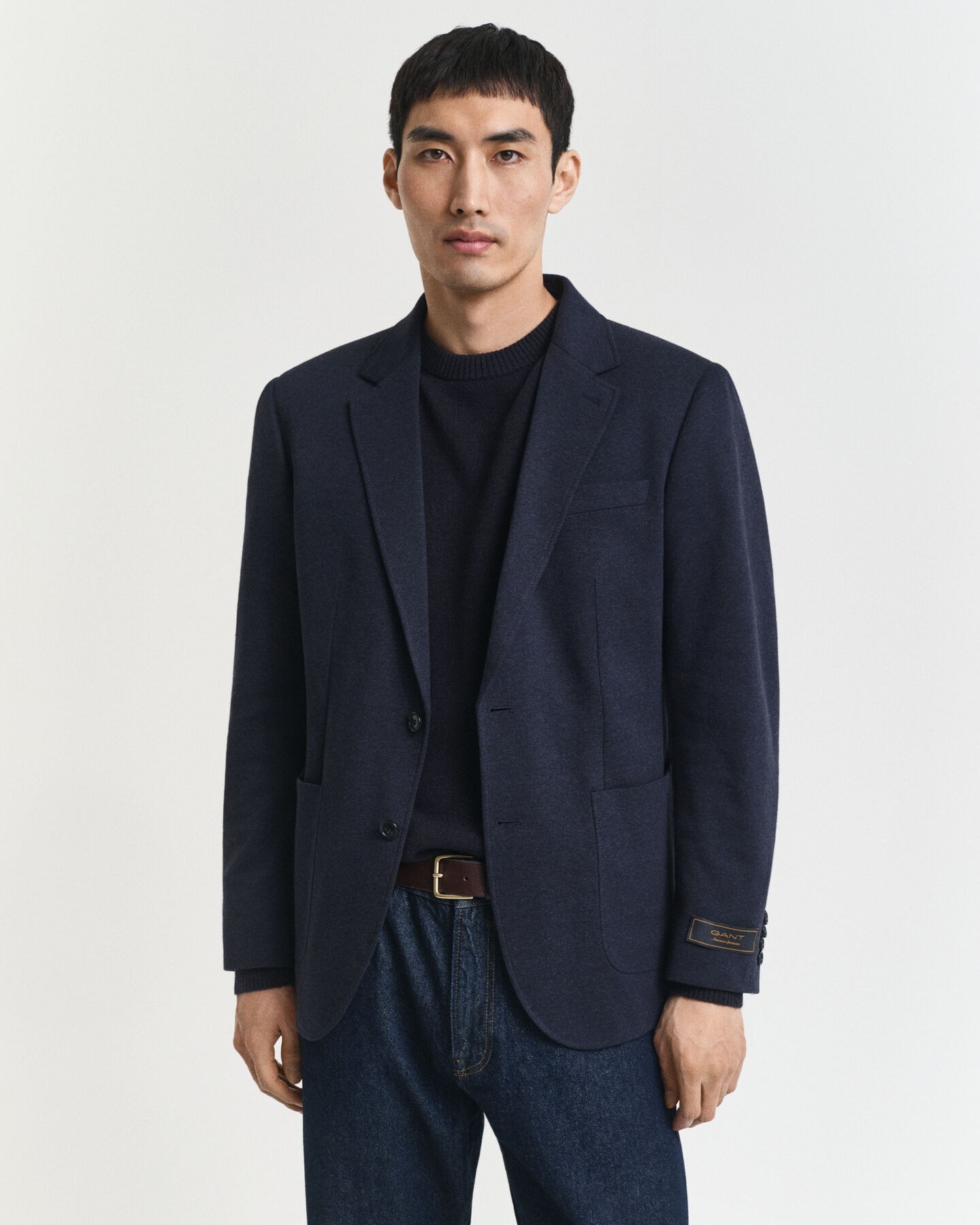 Veste blazer coupe slim en jersey piqué bicolore