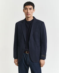 Veste blazer coupe slim en jersey piqué bicolore