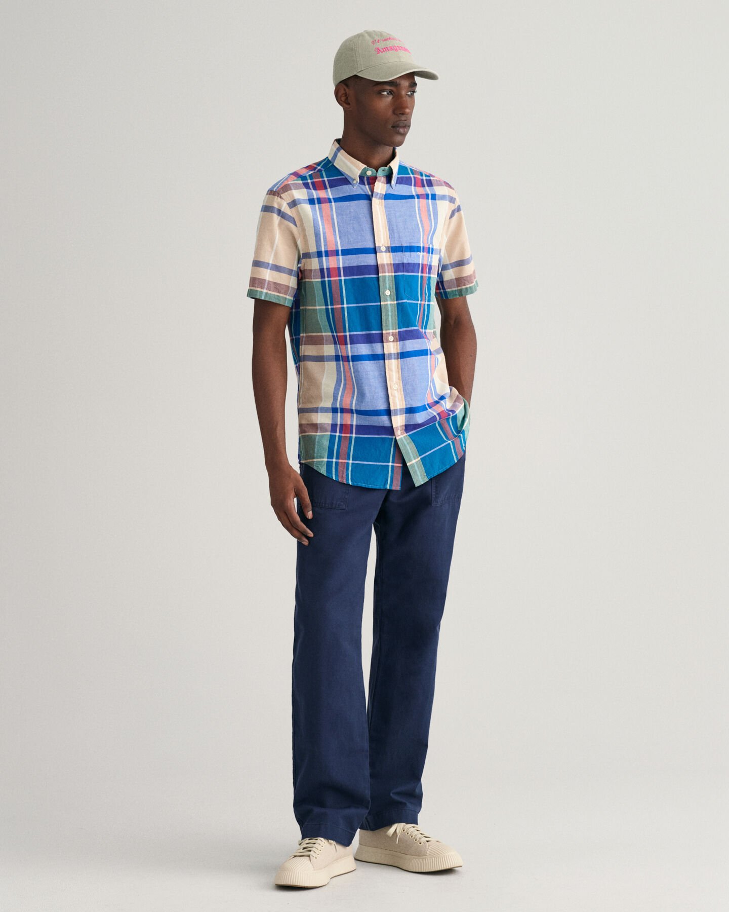 Chemise regular fit &agrave; carreaux madras et manches courtes Indian