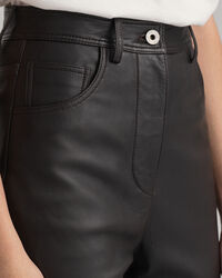 Pantalon court à taille haute en cuir